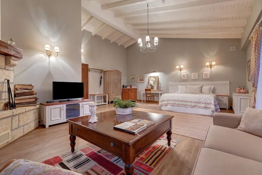 Suite with Fireplace & Forest View