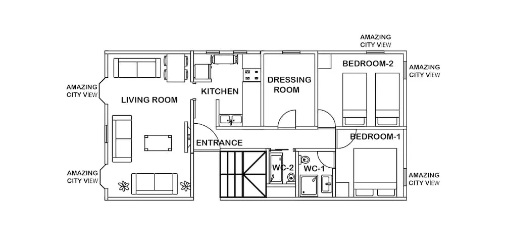 Exclusive Apart Daire, 2 Yatak Odası, Şehir Manzaralı
