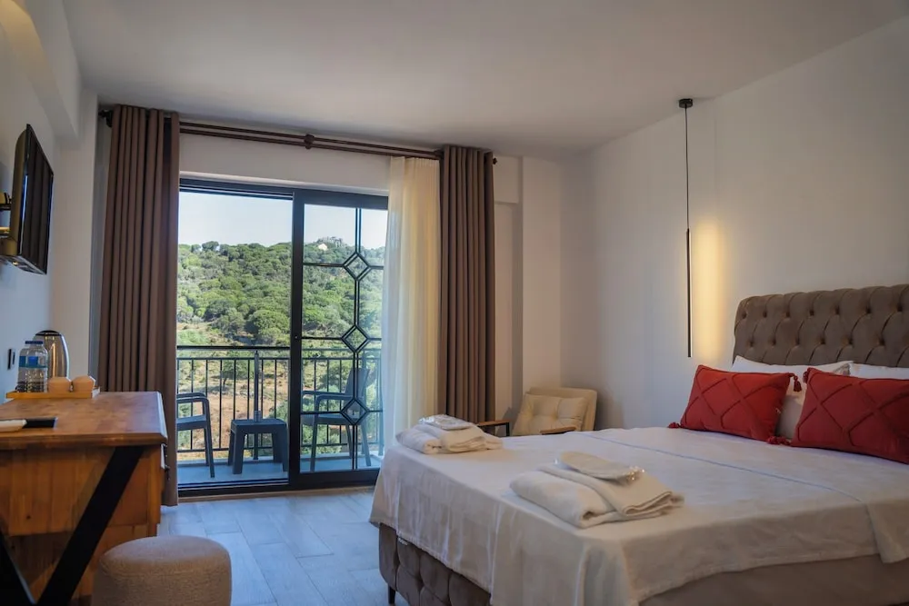 Deluxe Tek Büyük Yataklı Oda, Balkon, Bahçe Manzaralı