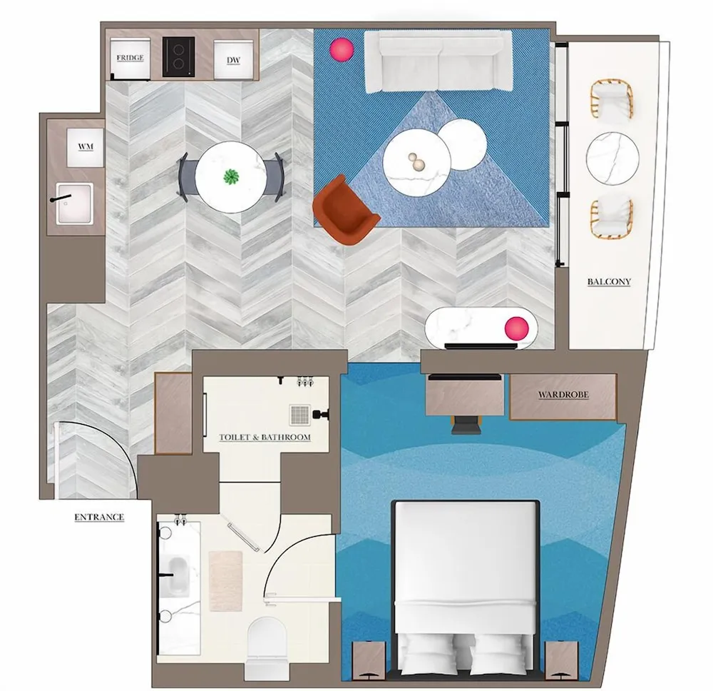 Oda, 1 Yatak Odası, Balkon, Marina Manzaralı (Residence)