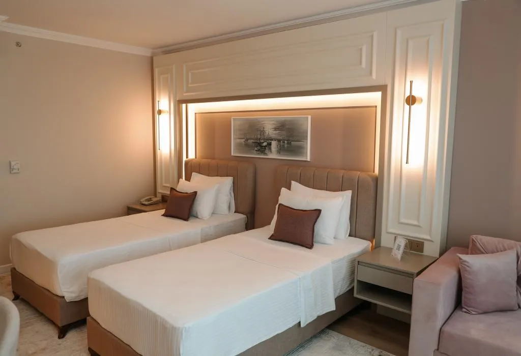 Deluxe Twin Oda,Yandan Deniz Manzaralı,İki Tek Kişilik Yataklı
