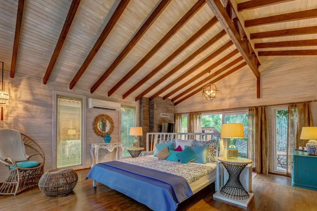 Jakuzili Şömineli Bungalow,Bahçe Manzaralı