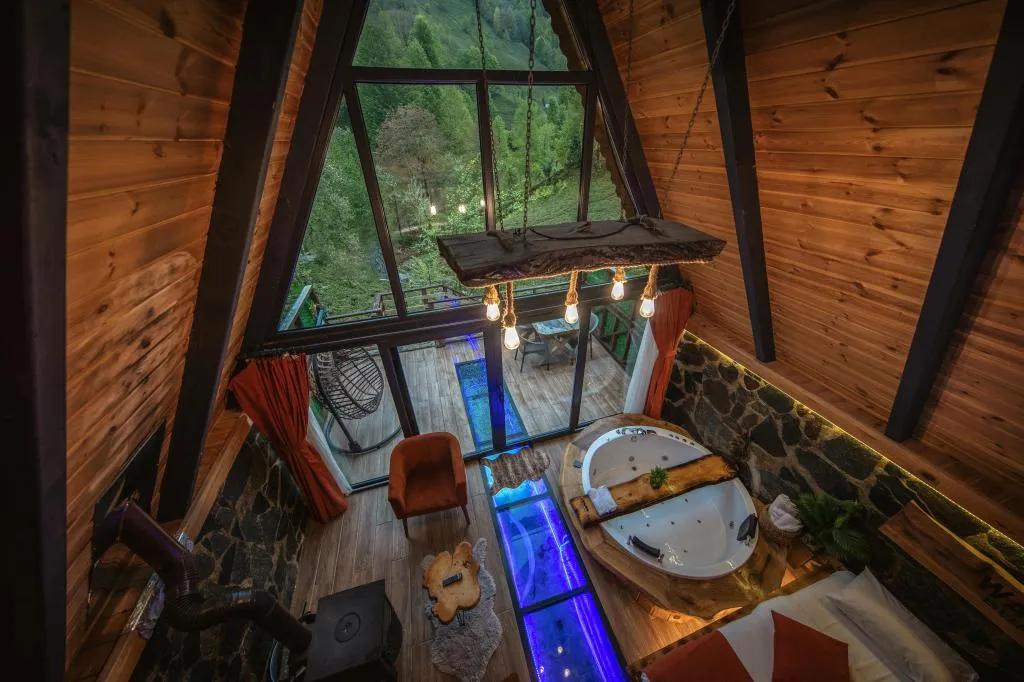 Jakuzili Şömineli Bungalow,Dağ Manzaralı,Jakuzili