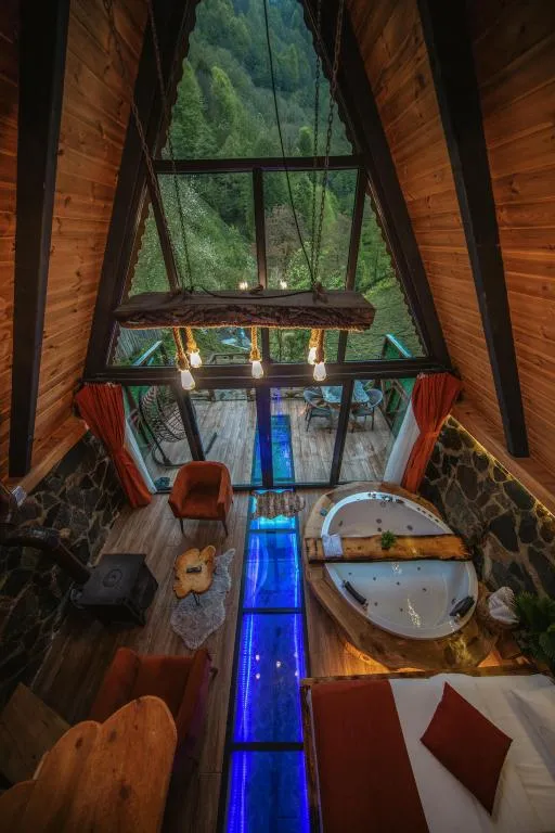 Jakuzili Şömineli Bungalow,Dağ Manzaralı,Jakuzili